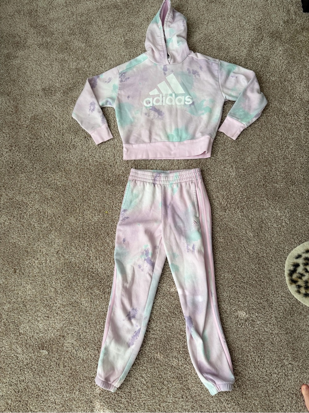 Kids 10/12 M adidas Pastel Tie-Dye Hoodie & Jogger Set
